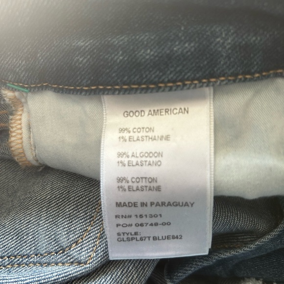 Good American Good Legs Cigarette Jeans Size 4/27 GLSPL67T Blue842 Distressed - Picture 10 of 11